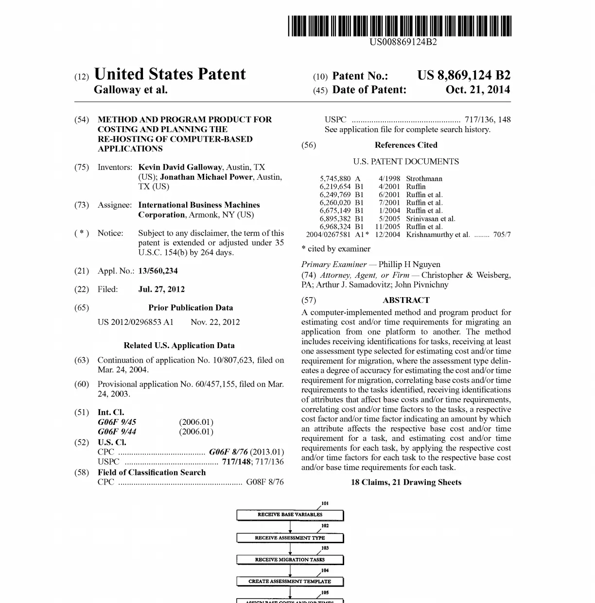 Application Migration Costing Patent